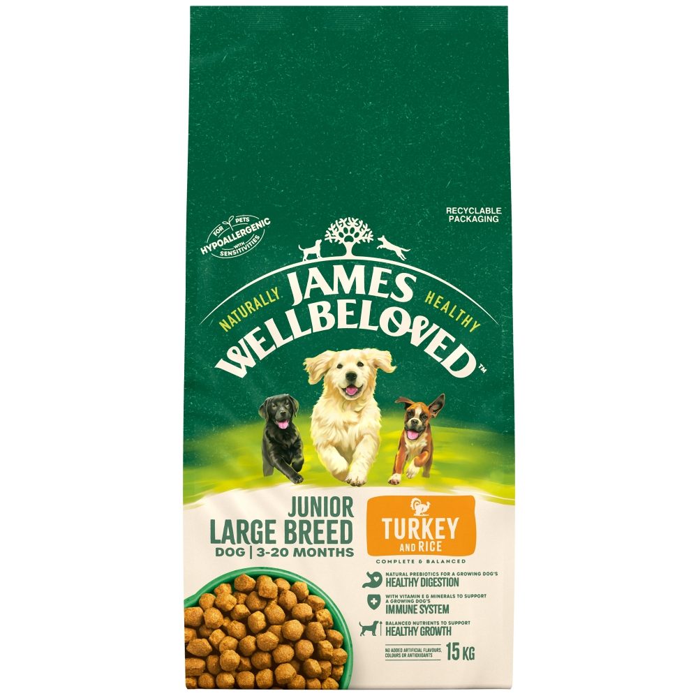 Jwb Junior Dog Large Breed Turkey & Rice Kibble 15kg - Vital Pet Group