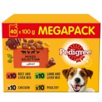 PEDIGREE Adult Wet Dog Food Pouch Mixed in Jelly Mega Pack 40 x 100g