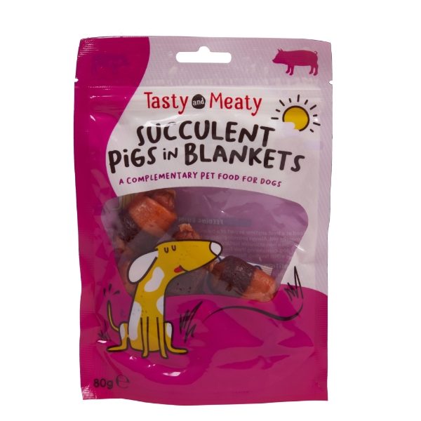 Tasty & Meaty Succulent Pigs In Blankets Dog Treat 80g - Vital Pet Group