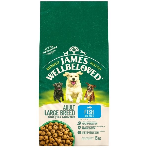 James Wellbeloved Adult Large Breed Dry Dog Food Fish & Rice 15 kg ...