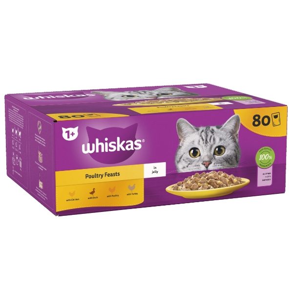 Whiskas 7+ Cat Pouches Poultry Feasts In Jelly 80x85g