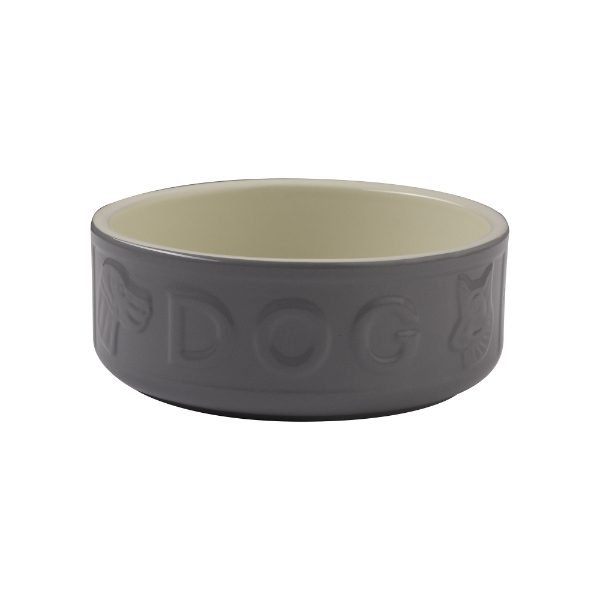 Grey Lettered Dog Bowl 15Cm M/O