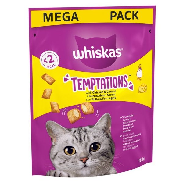 WHISKAS Temptations Adult Cat Treats with Chicken & Cheese  180g