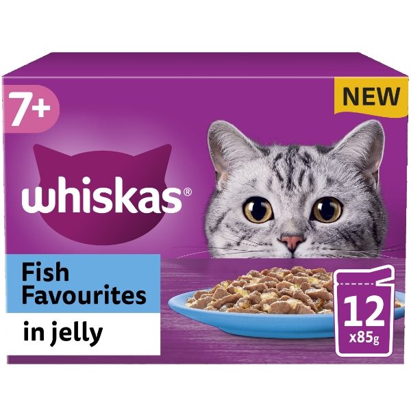 Whiskas 7+ Cat Pouches Fish Favourites In Jelly 12x85g