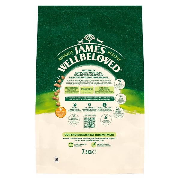 James Wellbeloved Adult Dry Dog Food Turkey & Rice 7.5 kg