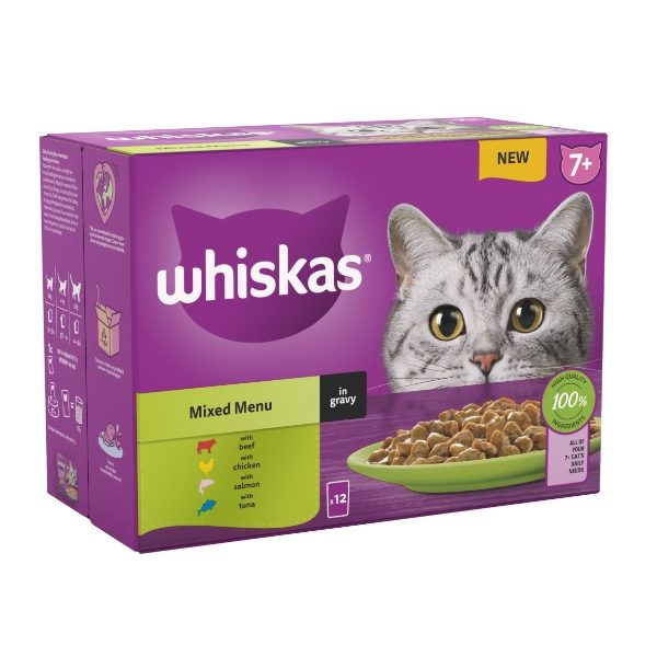 Whiskas 7+ Cat Pouches Mixed Menu In Gray 12x85g