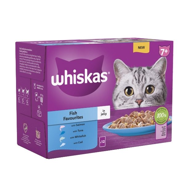 Whiskas 7+ Cat Pouches Fish Favourites In Jelly 12x85g