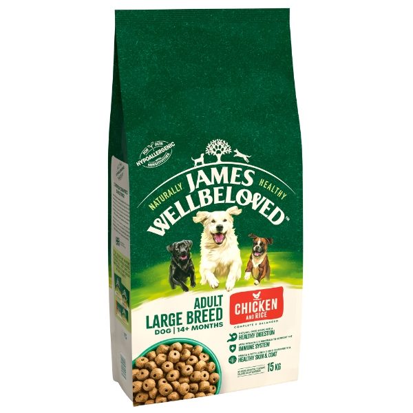 James Wellbeloved Adult Large Breed Dry Dog Food Chicken & Rice 15 kg ...